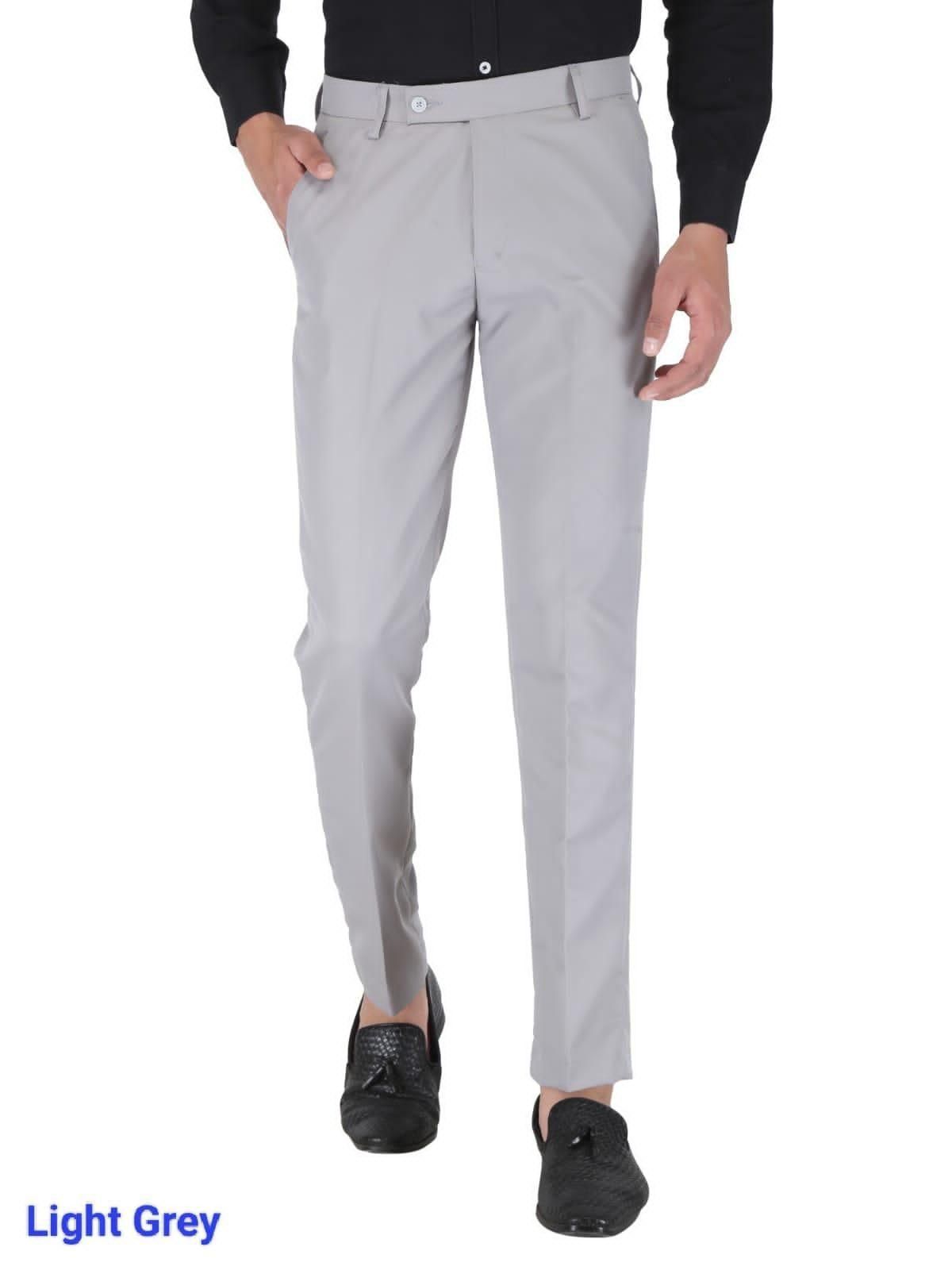 Mens Cotton Stretchable Solid Formal Trouser