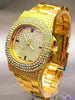 Golden Stone Studded Diamond Wrist Watch